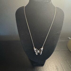 Butterfly necklace - gold with rhinestone